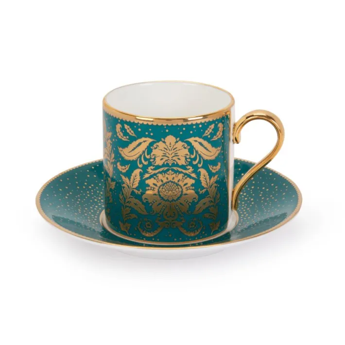 Royal Collection Shop Acanthus Teal Coffee Cup And Saucer* Cups & Saucers