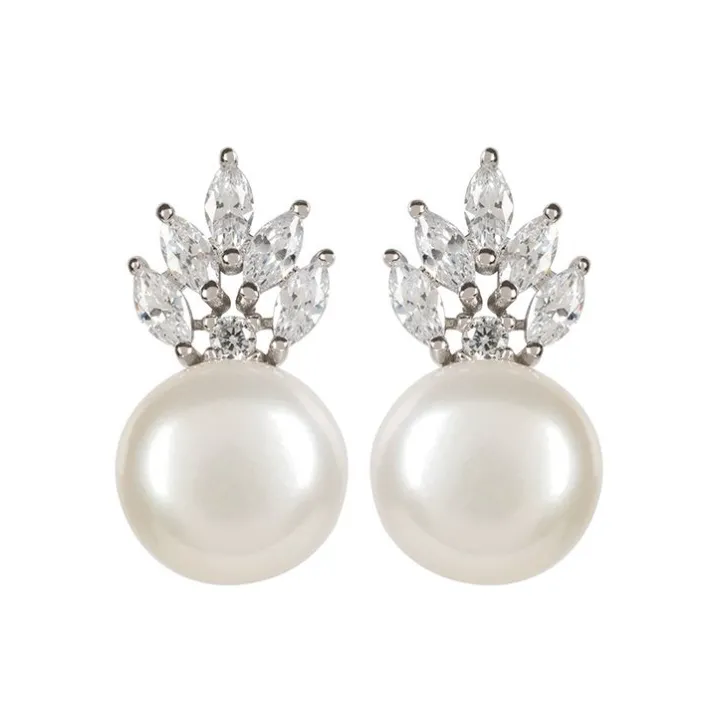 Royal Collection Shop Crown And Pearl Stud Earrings* Earrings