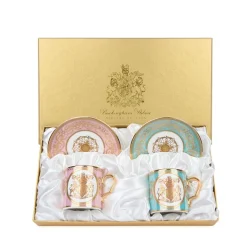Royal Collection Shop Special Edition Lustre Pink And Green Coffee Cup And Saucer* Cups & Saucers
