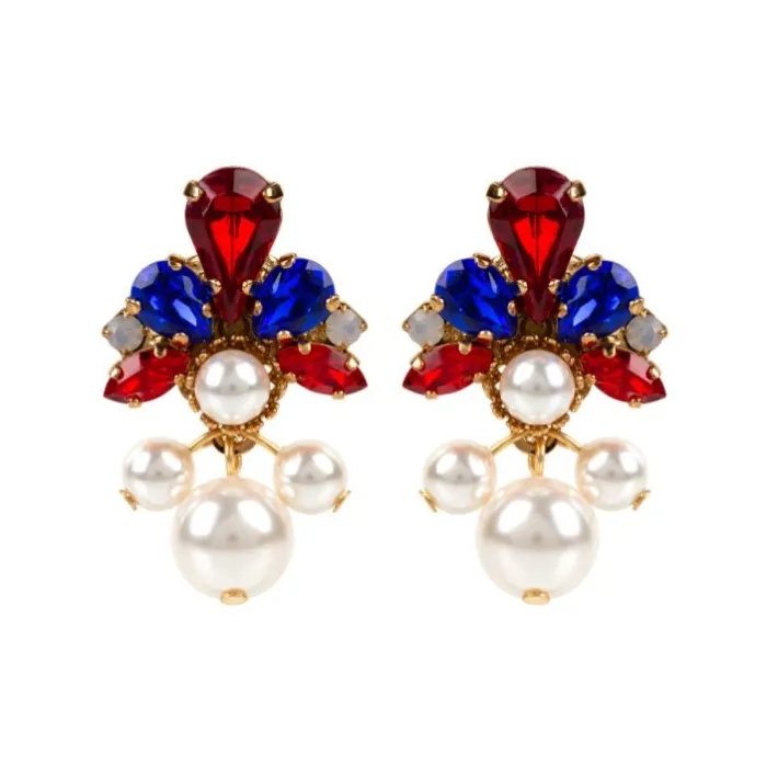Royal Collection Shop Vicki Sarge Red, White And Blue Pearl Drop Earrings* Earrings